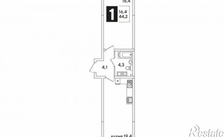 1-комн квартира в новом доме жилой комплекс Самолёт-6