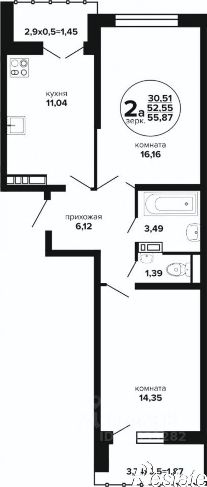 2-комн квартира в новом доме Российская улица, 257/7,  д. 257/7