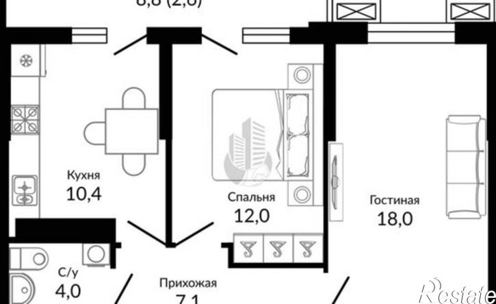 2-комн квартира Конгрессная улица, 43 к1,  д. 43 к1