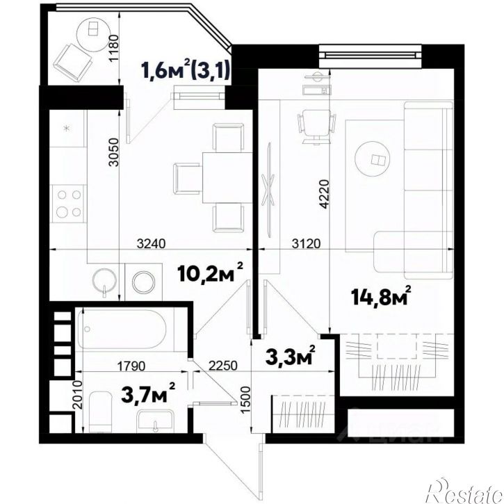1-комн квартира в новом доме ул им. генерала Корнилова, 14/1,  д. 14/1