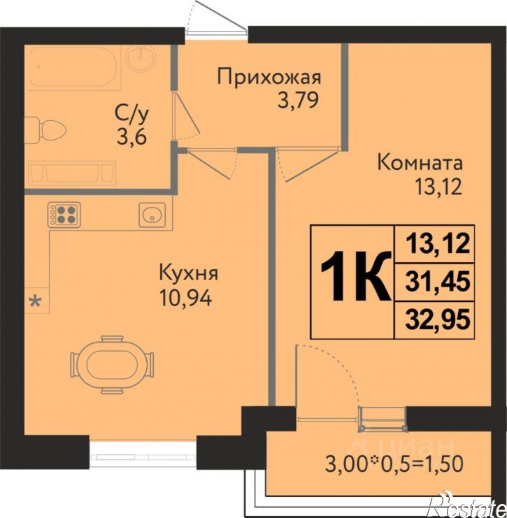 1-комн квартира в новом доме улица имени Владимира Жириновского, 7 к1,  д. 7 к1