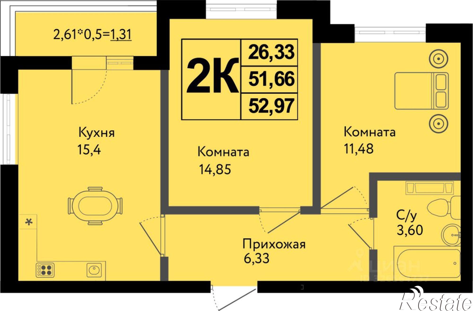 Купить квартиру за 6 886 100 рублей