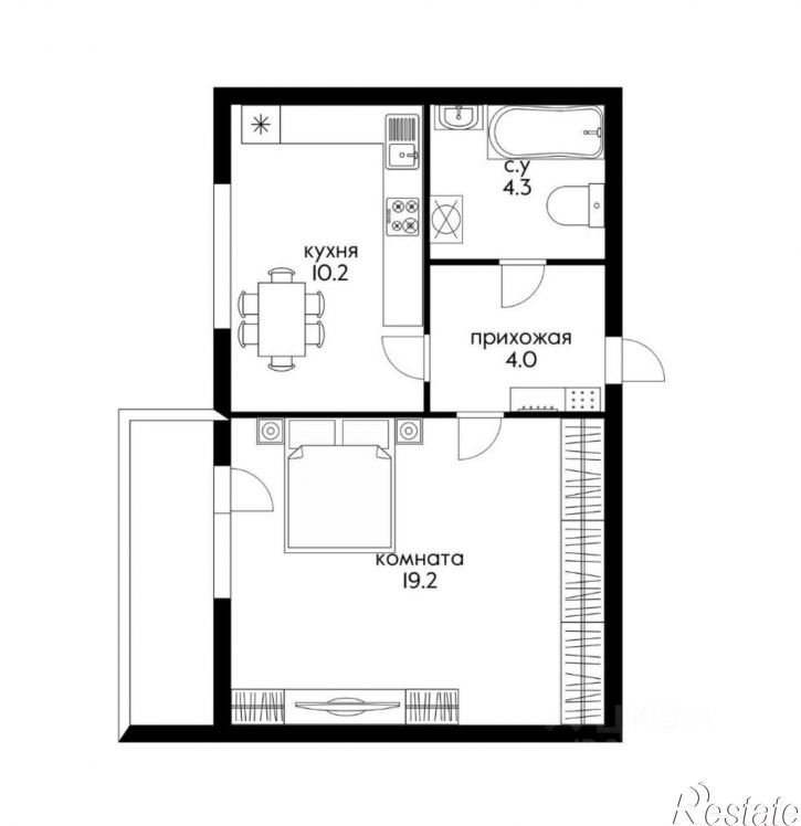 1-комн квартира улица Карякина, 21,  д. 21