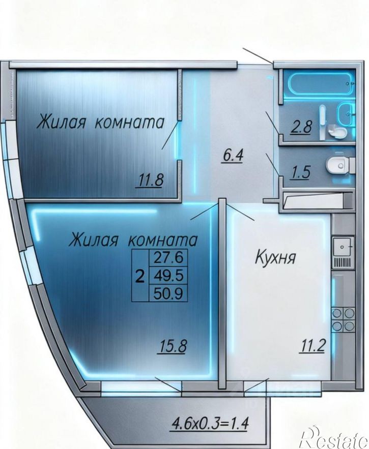 2-комн квартира Гаражная улица, 87 к1,  д. 87 к1