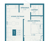 1-комн, 40 кв м, этаж 4/18 Душистая улица