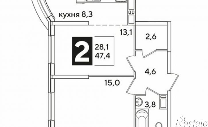 2-комн квартира в новом доме улица Ивана Беличенко, 84к3