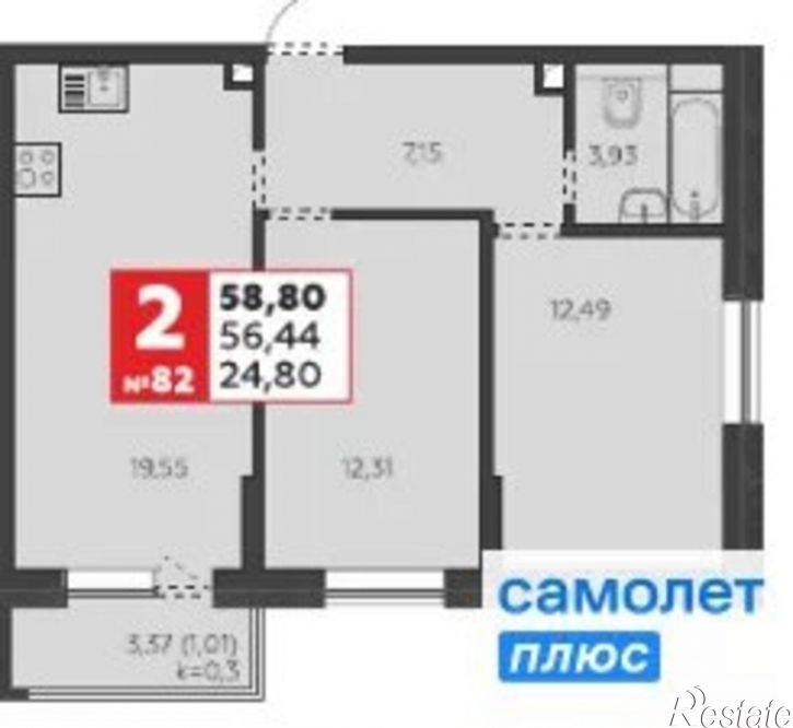 2-комн квартира ул им. генерала Корнилова, 24,  д. 24