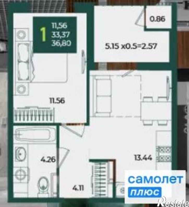 1-комн квартира ул им. Адмирала Макарова, 5/1,  д. 5/1