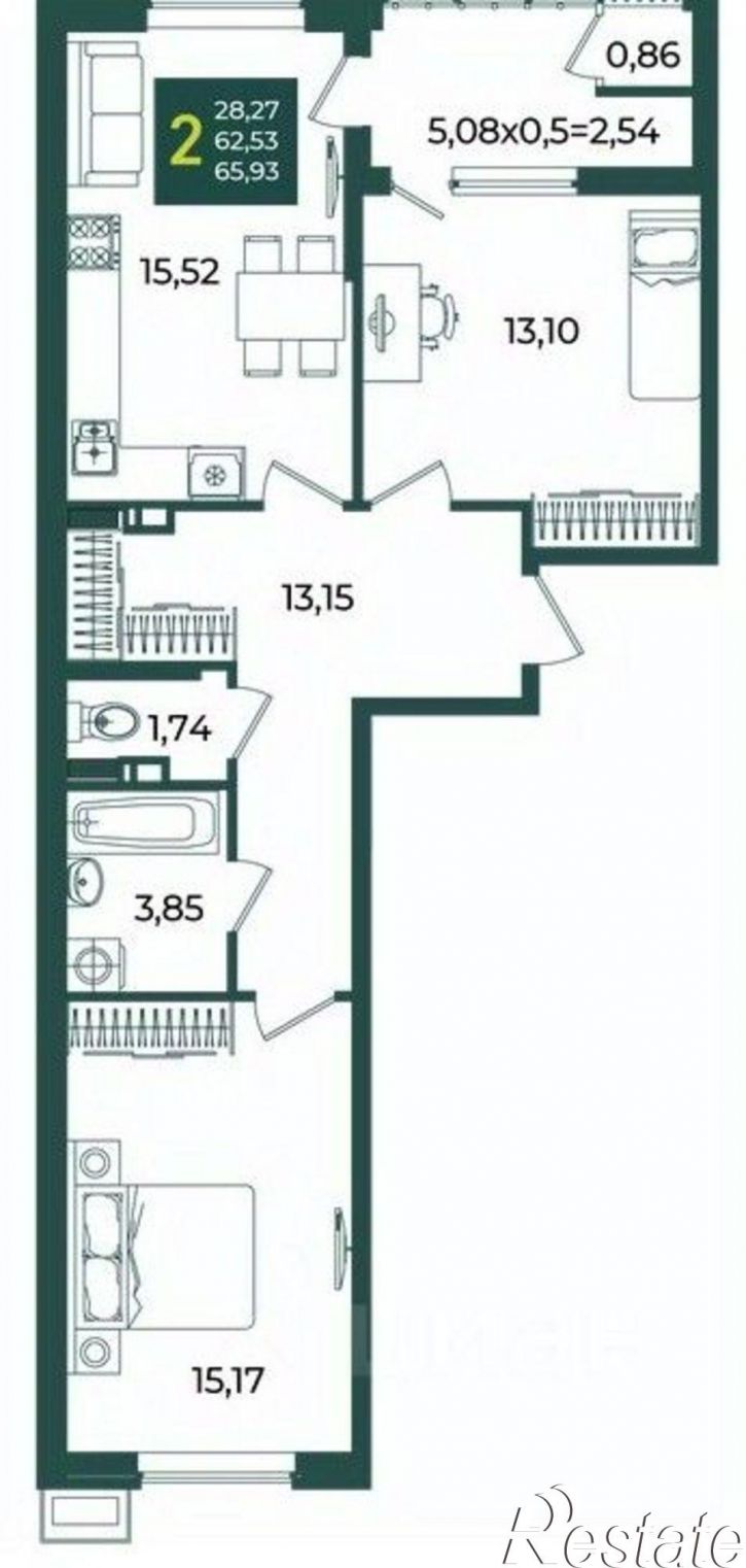 2-комн квартира улица Адмирала Макарова, 1 к2,  д. 1 к2