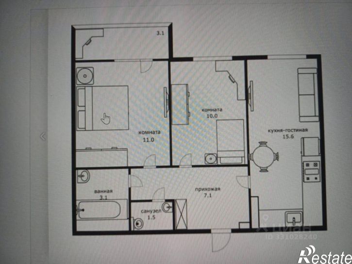 2-комн квартира Домбайская улица, 55 к6,  д. 55 к6