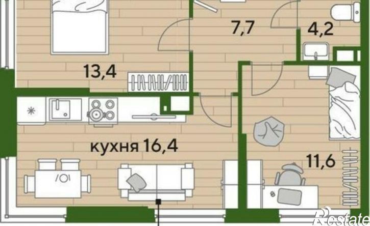 2-комн квартира улица Марины Цветаевой, 1 к1,  д. 1 к1