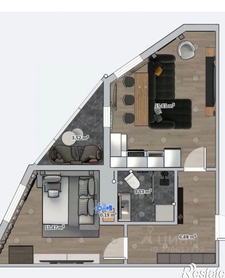 1-комн квартира Воронежская улица, 47Б,  д. 47Б