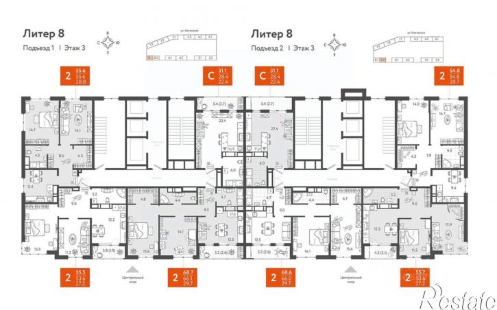 2-комн квартира в новом доме Колхозная улица, 5/2 к2,  д. 5/2 к2