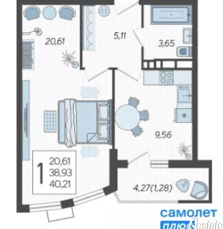 1-комн квартира в новом доме Уральская улица, 100/6,  д. 100/6
