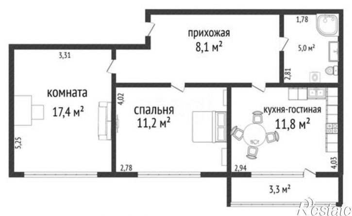2-комн квартира улица Дунаевского, 5,  д. 5