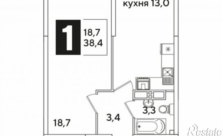 1-комн квартира в новом доме жилой комплекс Самолёт-6