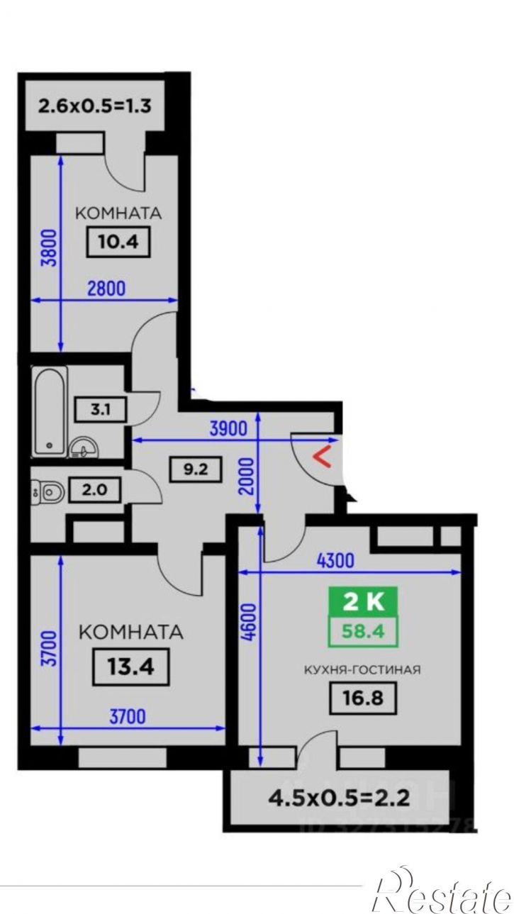 2-комн квартира Домбайская улица, 55 к3,  д. 55 к3