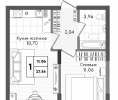 1-комн, 37 кв м, этаж 6/9 улица имени Генерала Брусилова, 5лит1.3