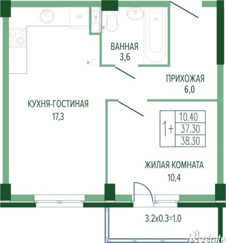 1-комн квартира в новом доме Круговая улица, 4/1 к3,  д. 4/1 к3