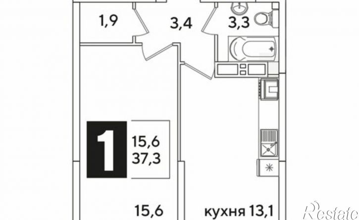 1-комн квартира улица Ивана Беличенко, 90