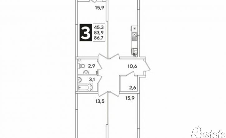 3-комн квартира улица Ивана Беличенко, 92 к4,  д. 92 к4