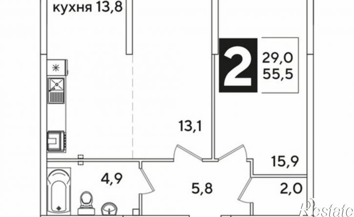 2-комн квартира улица Ивана Беличенко, 92 к4,  д. 92 к4