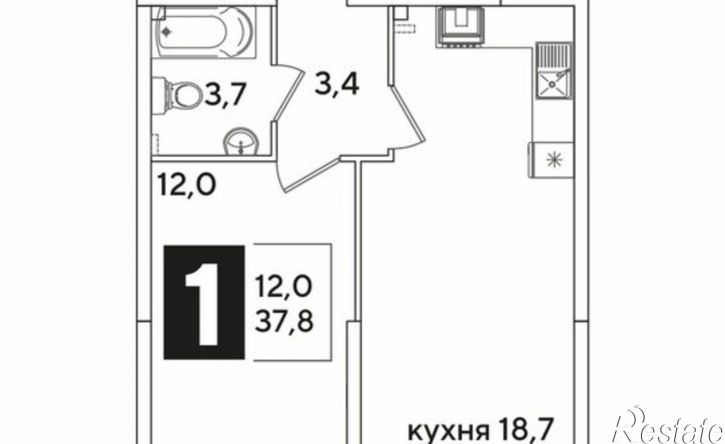 1-комн квартира улица Ивана Беличенко, 92к5