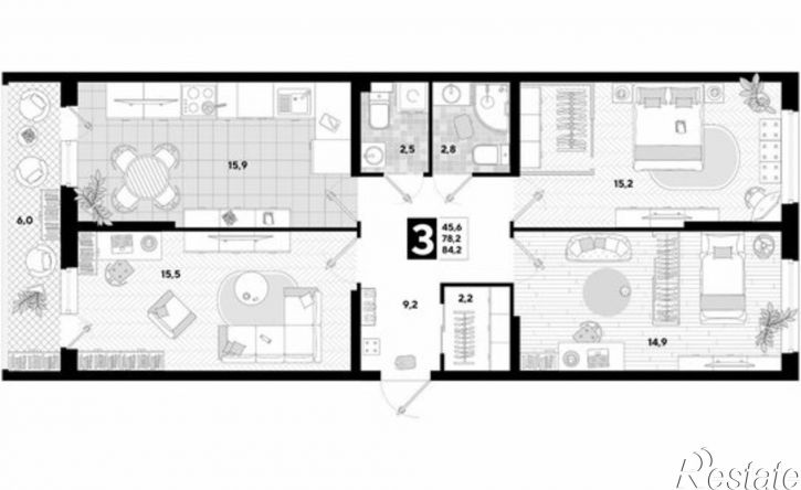 3-комн квартира ул Западный Обход, 57 1,  д. 57 1,  к. 1