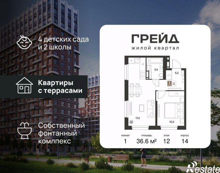 1-комн квартира в новом доме микрорайон Плодородный-2
