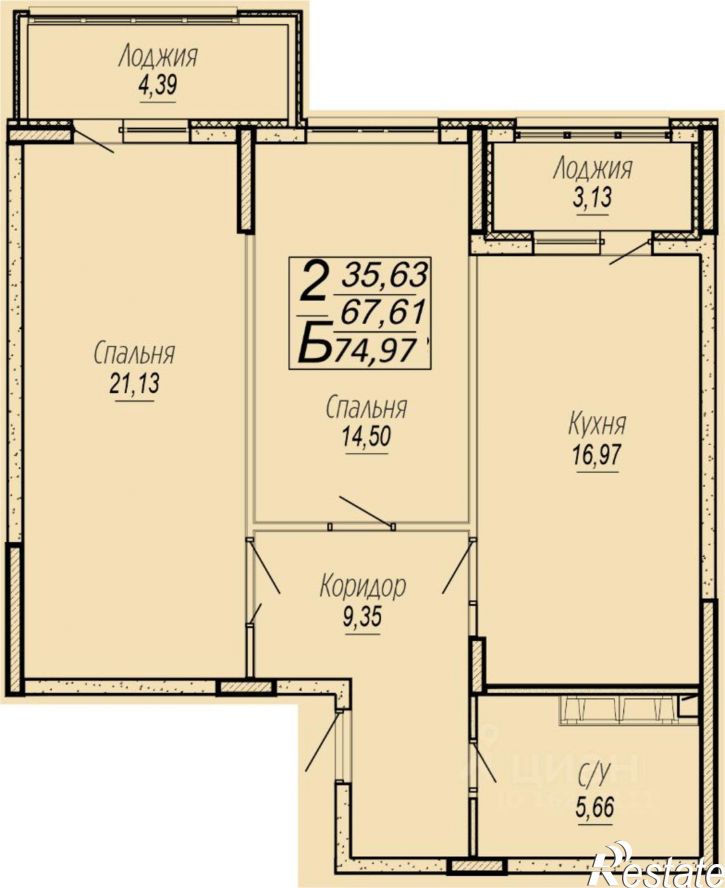 2-комн квартира в новом доме Агрономическая улица, 2/1,  д. 2/1