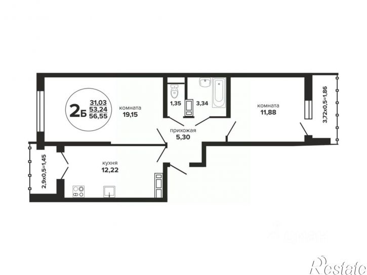 2-комн квартира в новом доме Российская улица, 257/7,  д. 257/7
