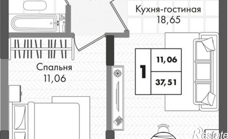 1-комн квартира в новом доме улица имени Генерала Брусилова, 5лит1.3,  д. 5лит1.3