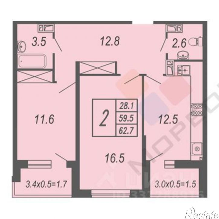 2-комн квартира ул им. Адмирала Серебрякова, 3 1,  д. 3 1,  к. 1