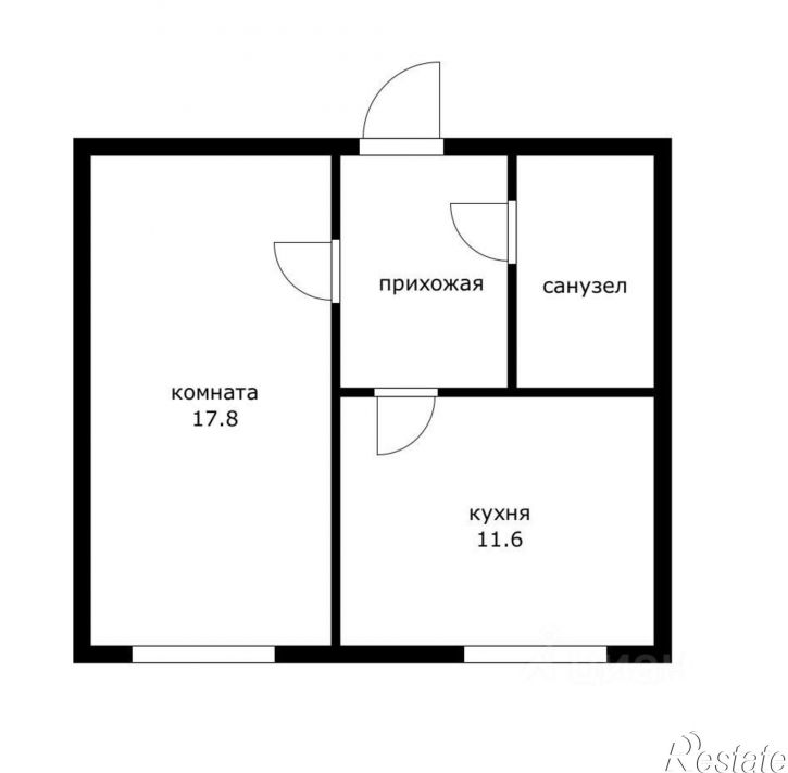 1-комн квартира Симферопольская улица, 43,  д. 43