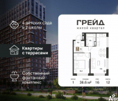 1-комн, 36 кв м, этаж 16/16 микрорайон Плодородный-2
