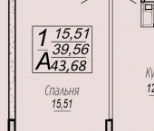 1-комн, 44 кв м, этаж 14/16 Прикубанский внутригородской округ, микрорайон Горхутор