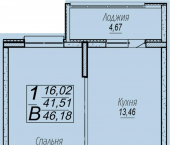1-комн, 46 кв м, этаж 7/16 Горхутор мкр, Агрономическая улица