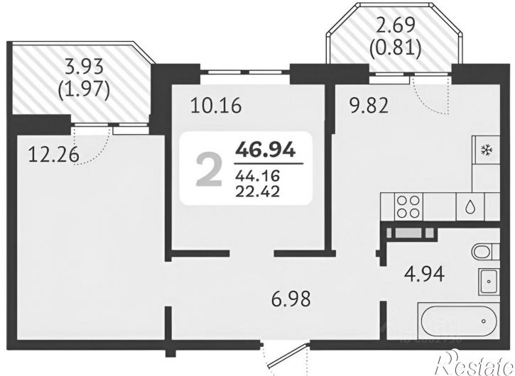 2-комн квартира улица Красных Партизан, 1/4 к19,  д. 1/4 к19