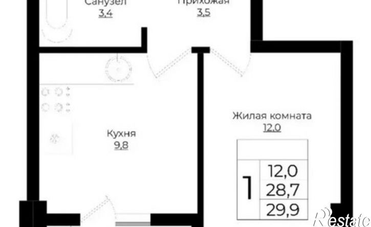 1-комн квартира Карпатская улица, 7