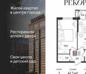 1-комн, 41 кв м, этаж 4/24 ул Новороссийская, 88