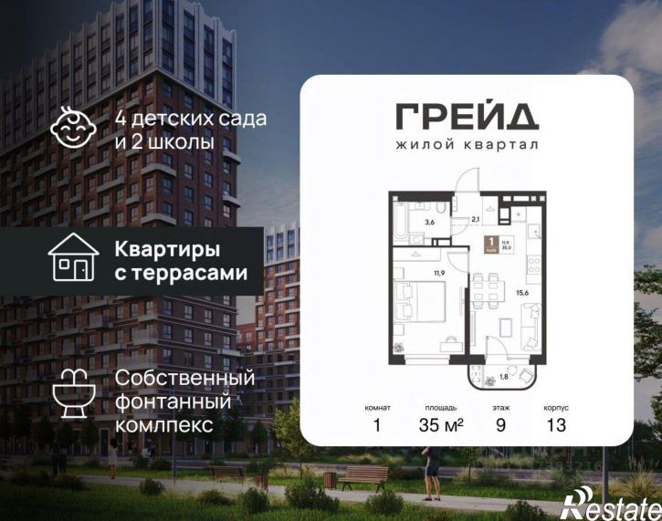 1-комн квартира в новом доме микрорайон Плодородный-2