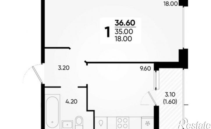 1-комн квартира в новом доме улица Доблести, 8к1