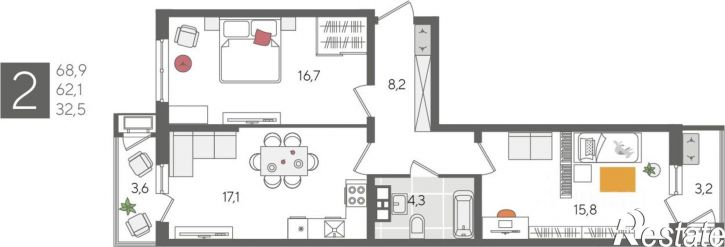 2-комн квартира в новом доме ул Новороссийская, 102/3,  д. 102/3