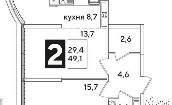 2-комн квартира улица Ивана Беличенко, 88