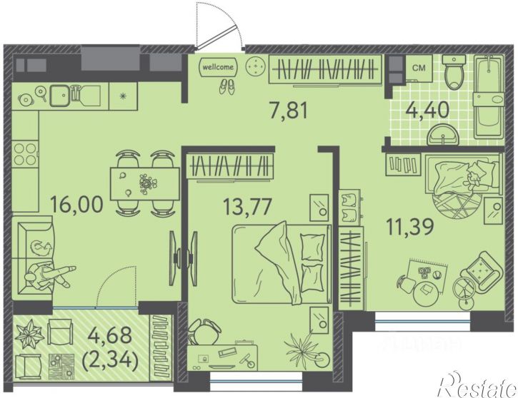 2-комн квартира в новом доме ул им. генерала Корнилова, 9А,  д. 9А