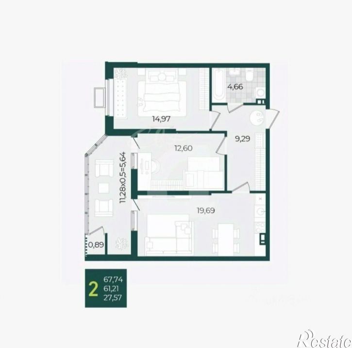 2-комн квартира ул Штурвальная, 8,  д. 8