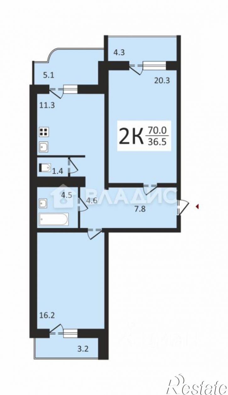 2-комн квартира ул им. Карякина, 9Б,  д. 9Б