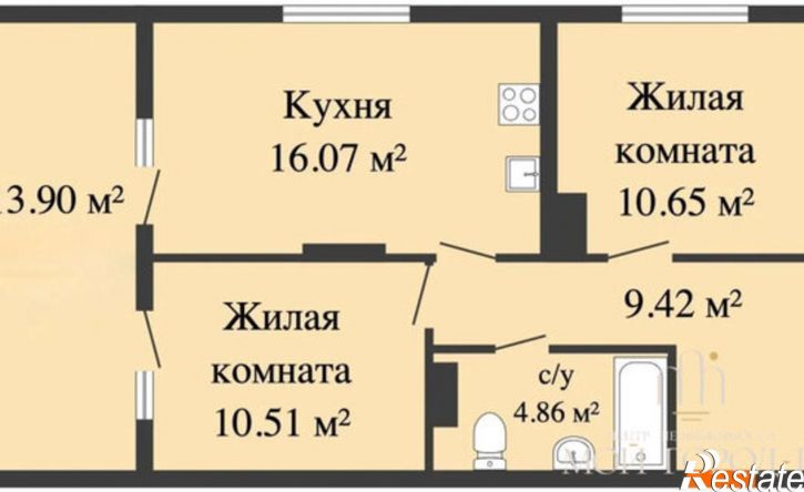 3-комн квартира микрорайон Любимово, 10
