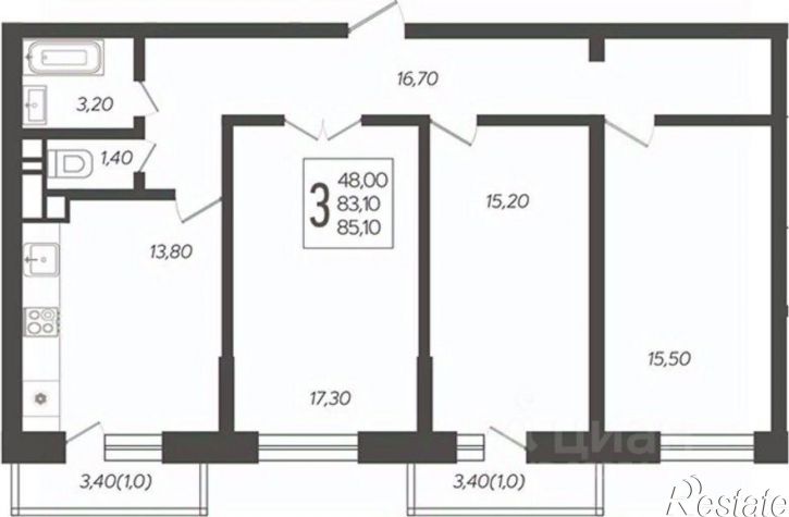 3-комн квартира ул Ярославская, 115,  д. 115