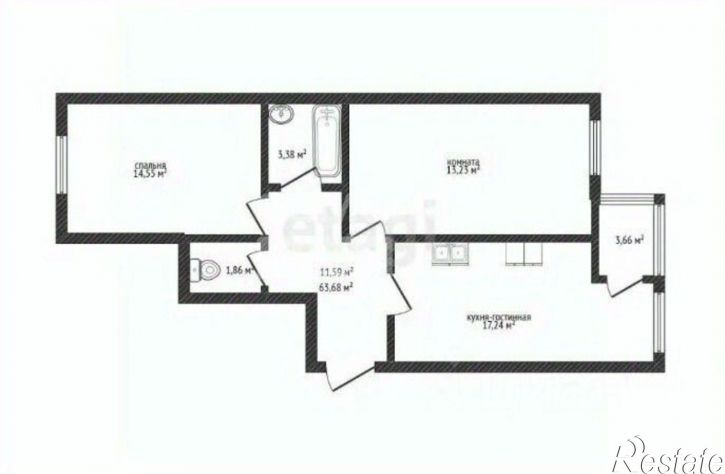 2-комн квартира ул Беговая, 56 1,  д. 56 1,  к. 1